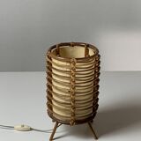 Bamboo cylindrical table lamp by Louis Sognot, France 1950s