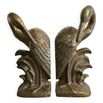 Art Deco Brass Heron Bookends