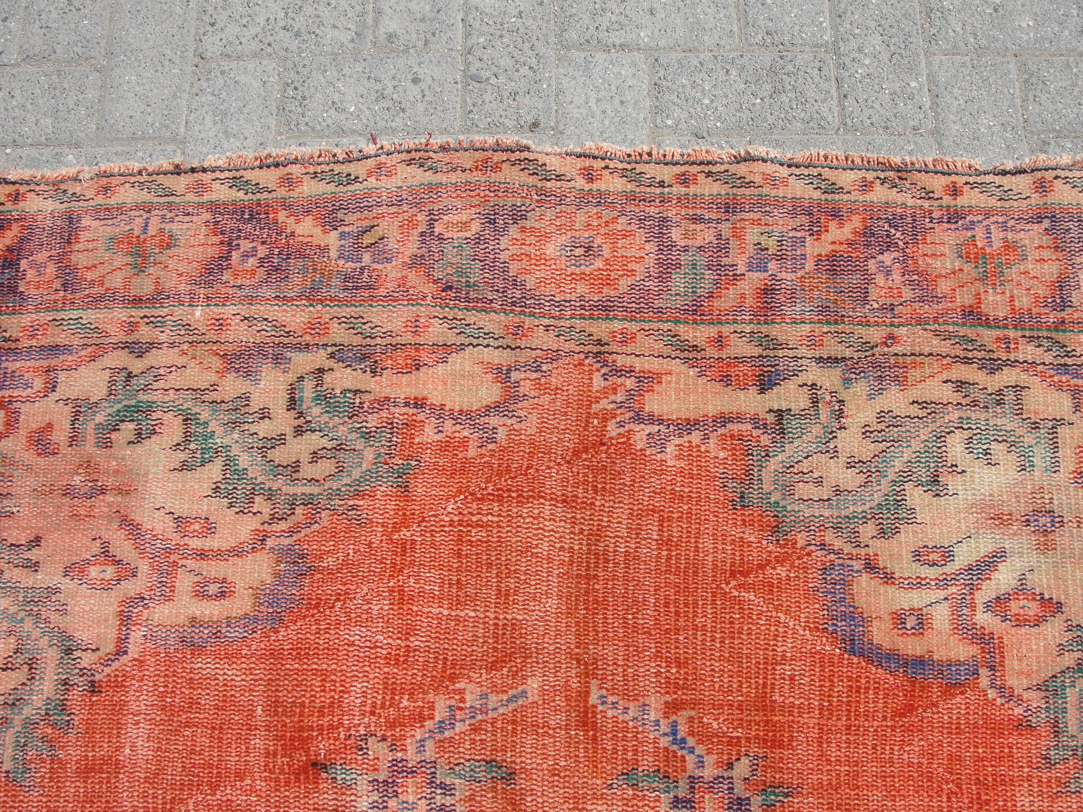 Turkish oushak large handmade red rug 194cm x 286cm living room rugs