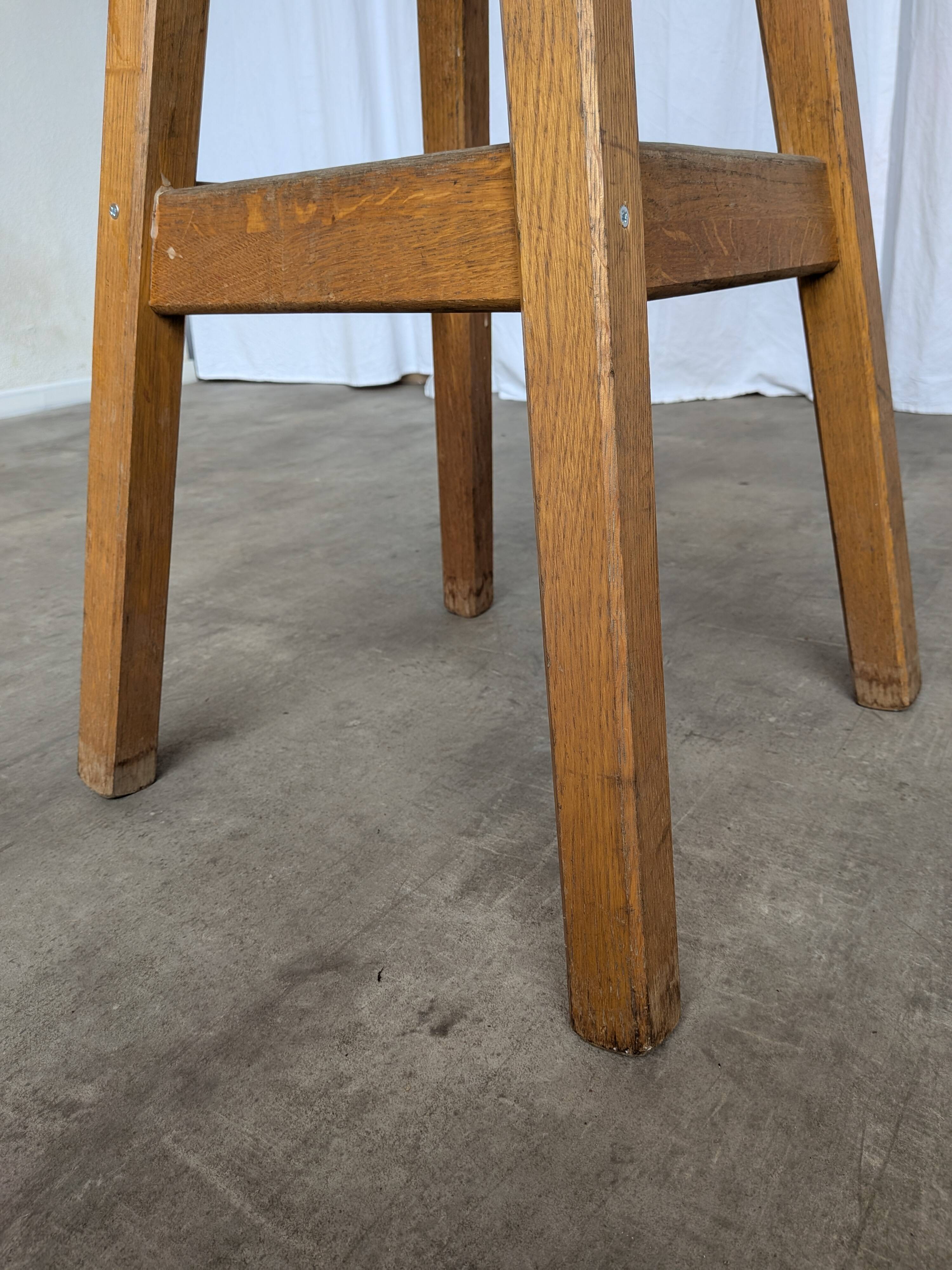 Vintage Oak Bar Stool: 1980s Yugoslavian Industrial High Chair