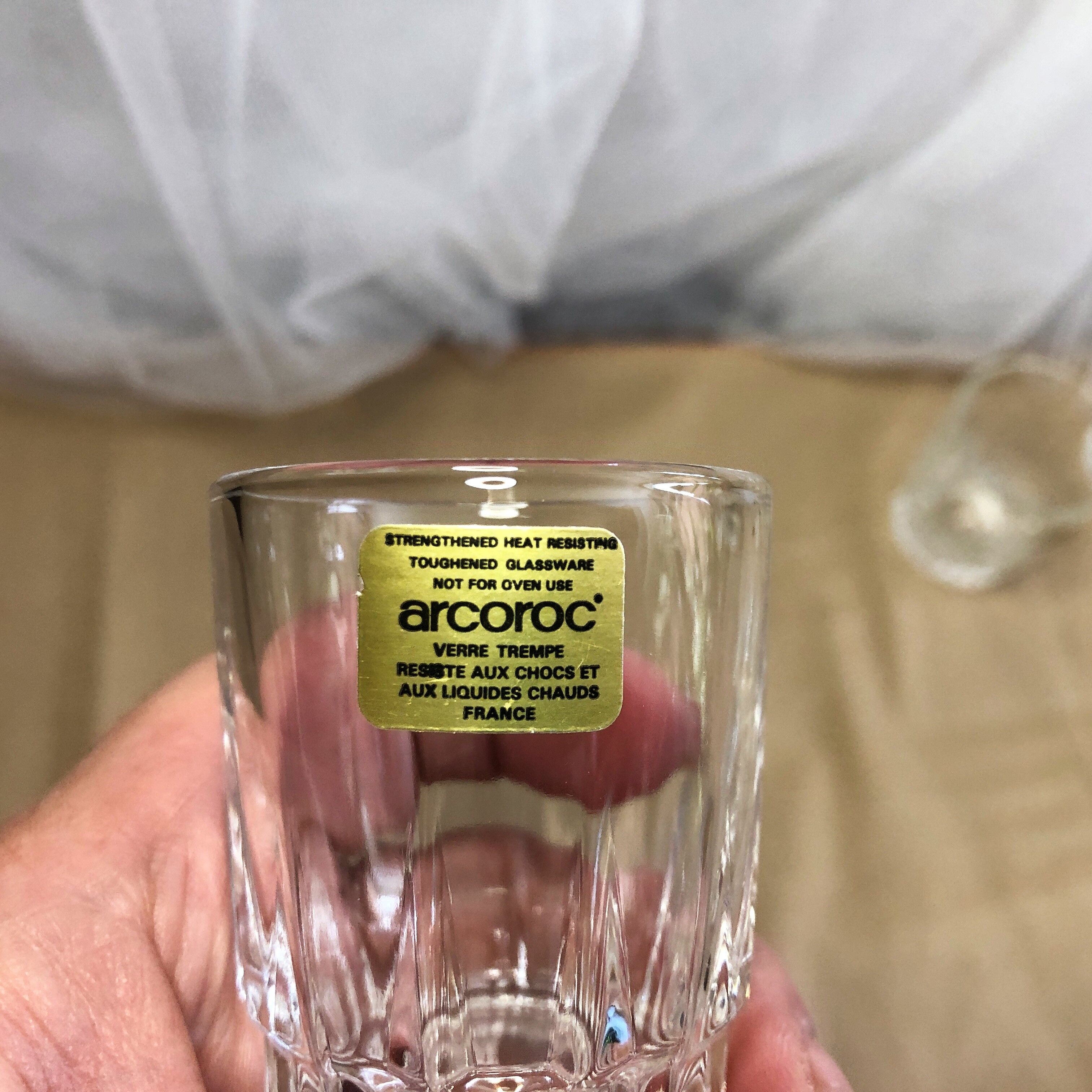 Set of 8 cut glass shot glasses France Arcoroc