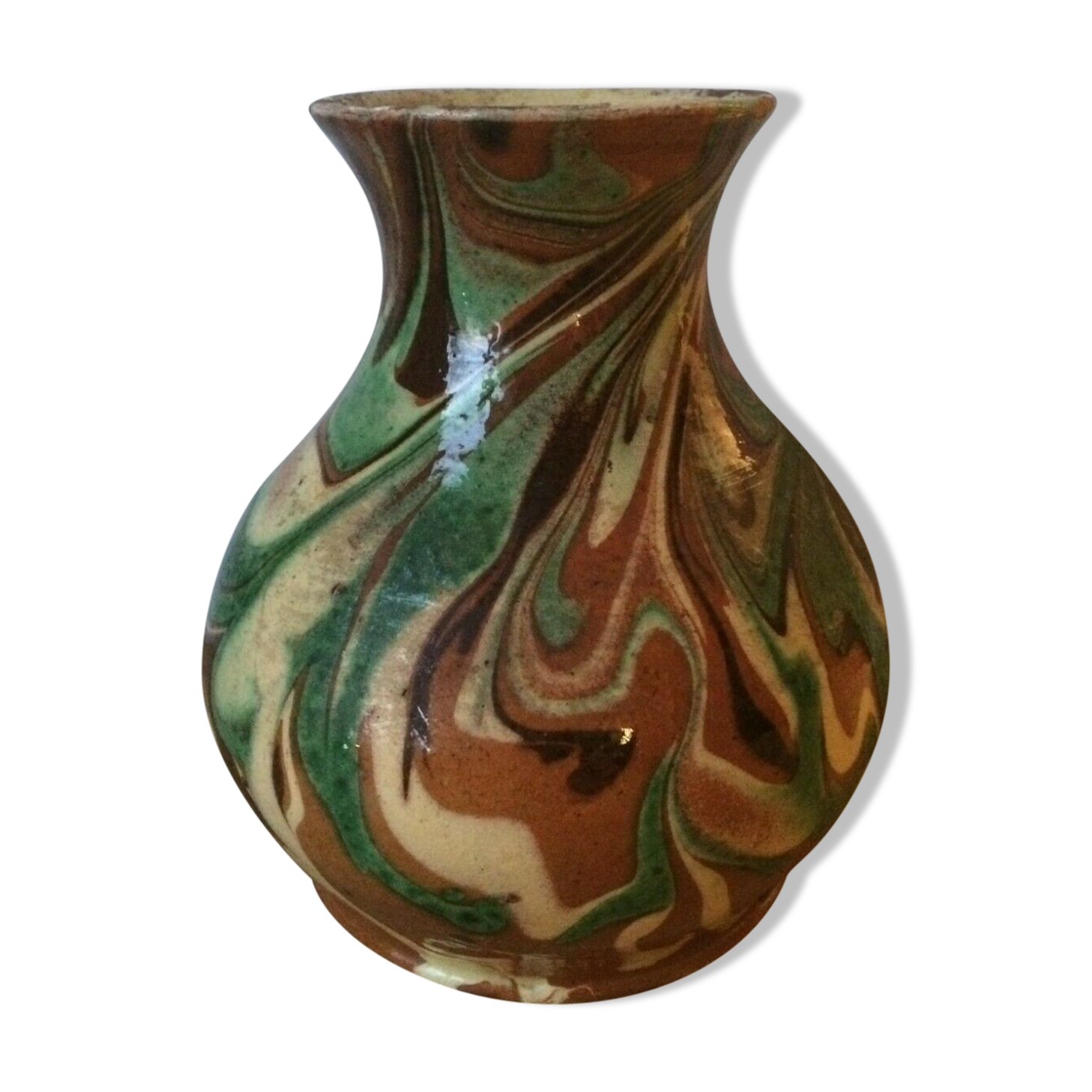 Enamelled terracotta vase Alsace Soufflenheim Savoie