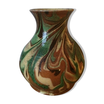 Enamelled terracotta vase Alsace Soufflenheim Savoie