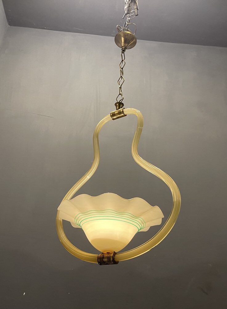 Yellow Italian Murano Glass Pendant Light