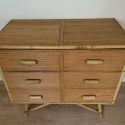 3-drawer rattan/bamboo chest of drawers attributed to Adrien Audoux and Frida Minnet. Circa 1950