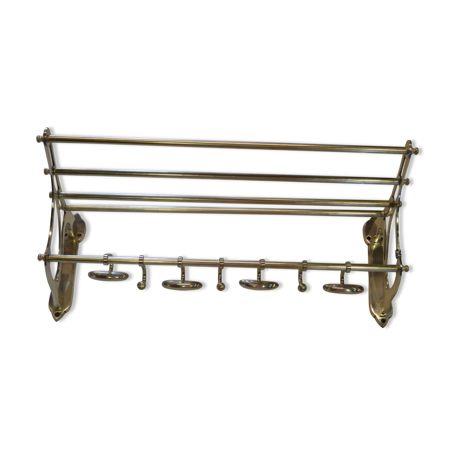 Chrome iron coat holder with a hat holder