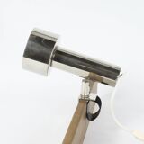 Nickel-plated chrome clip-on spot lamps for string shelf, headboard.