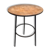 Table d'appoint brutaliste postmoderne en fer et bois, Pologne, années 1970