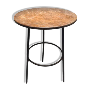Postmodern brutalist iron and wooden plant stand, Poland, 1970s