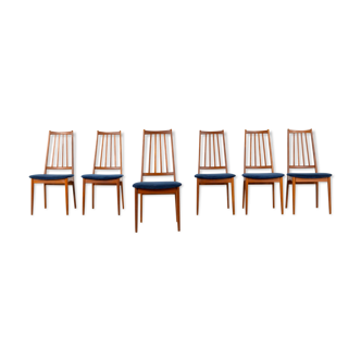 Set of 6 midcentury danish afromosia and velvet chairs