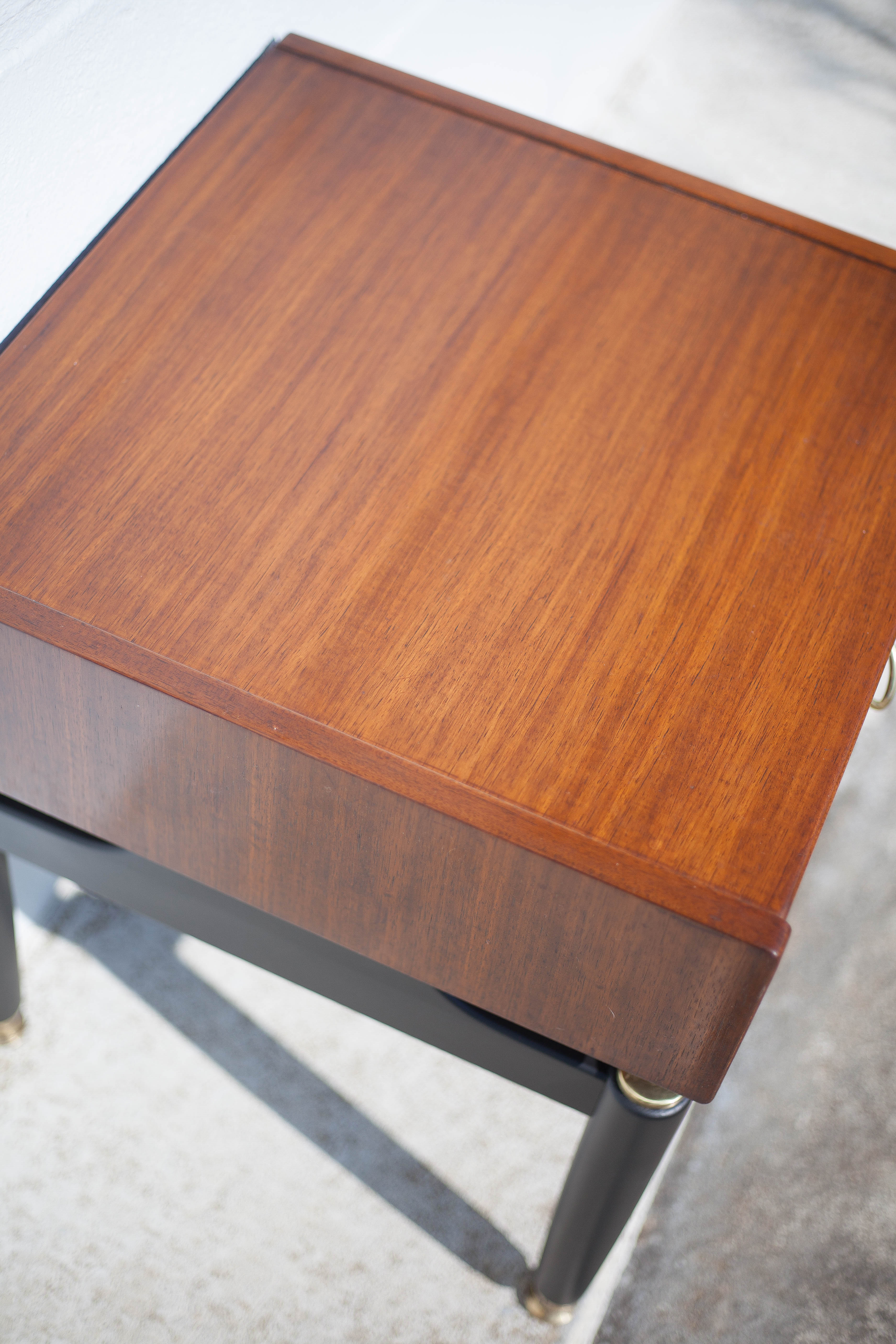G-Plan bedside table in vintage wood and brass