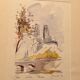 Watercolor Notre Dame de Paris signed year 90