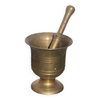 Gilded brass mortar and pestle