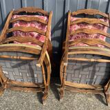 paire de fauteuils rustiques bois et tissu