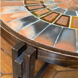 Sale Roger Capron Coffee Table ceramic, porcelain and earthenware, wooden legs - Herbier collection