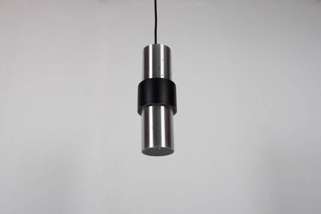 One of Four Perforated Aluminum RAAK Amsterdam Pendants, 1970s