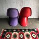 Set of 2 Panton chairs by Verner Panton for Vitra in purple and plum plastic, matte finish.