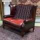 Chesterfield 2-seater leather-eared sofa from the 80s