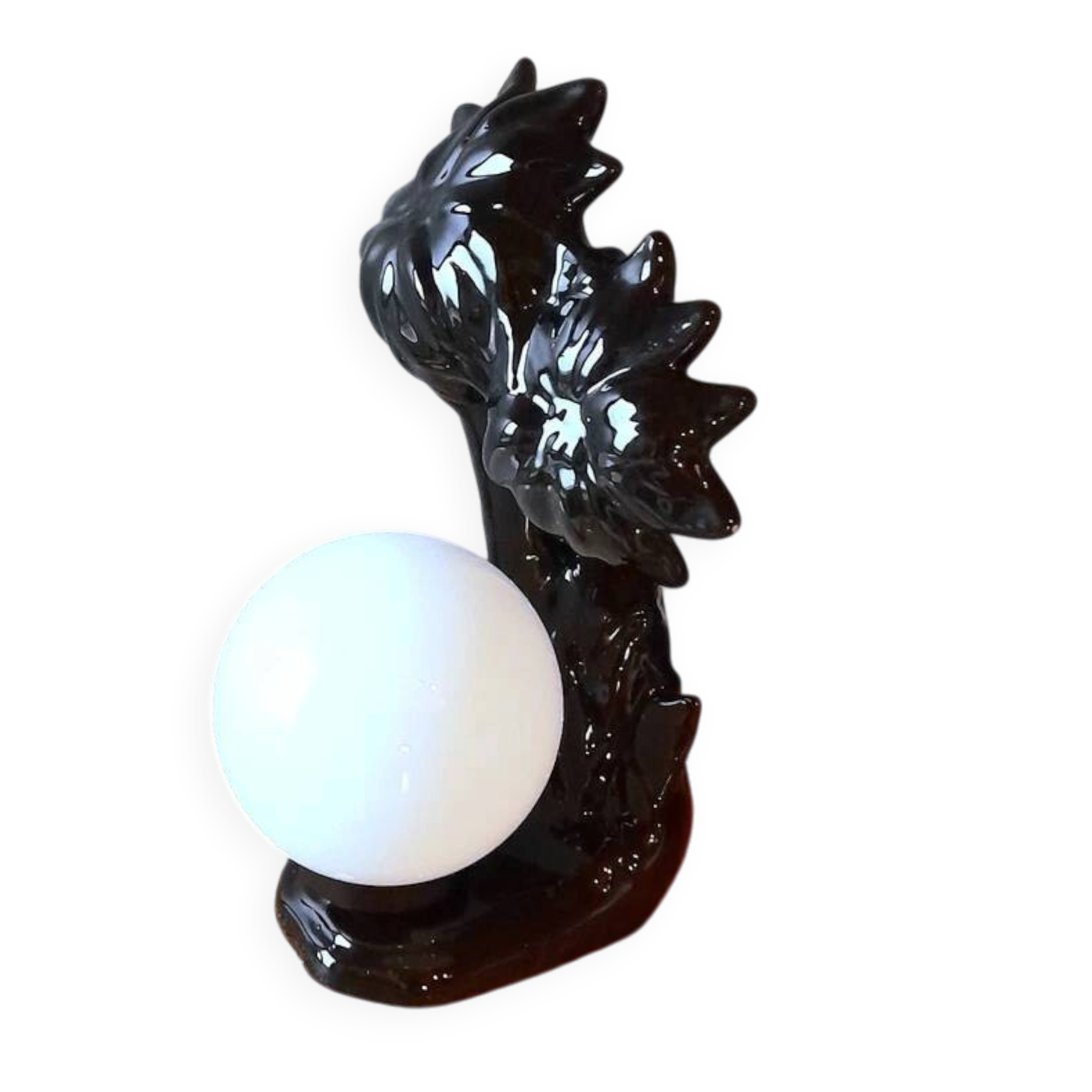 Ceramic and opaline palm tree lamp 1980