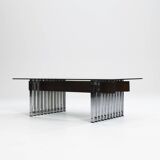 Chrome, Teak and Smoked Glass Coffee Table, Italy, 1970s