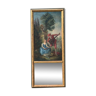 Trumeau miroir peinture scène galante bois doré