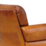 Vintage 3-seater lounge sofa in thick cognac leather