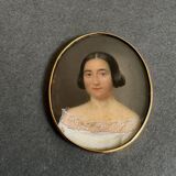 Miniature début XIXe peinte à la main par Bouvier portrait de femme
