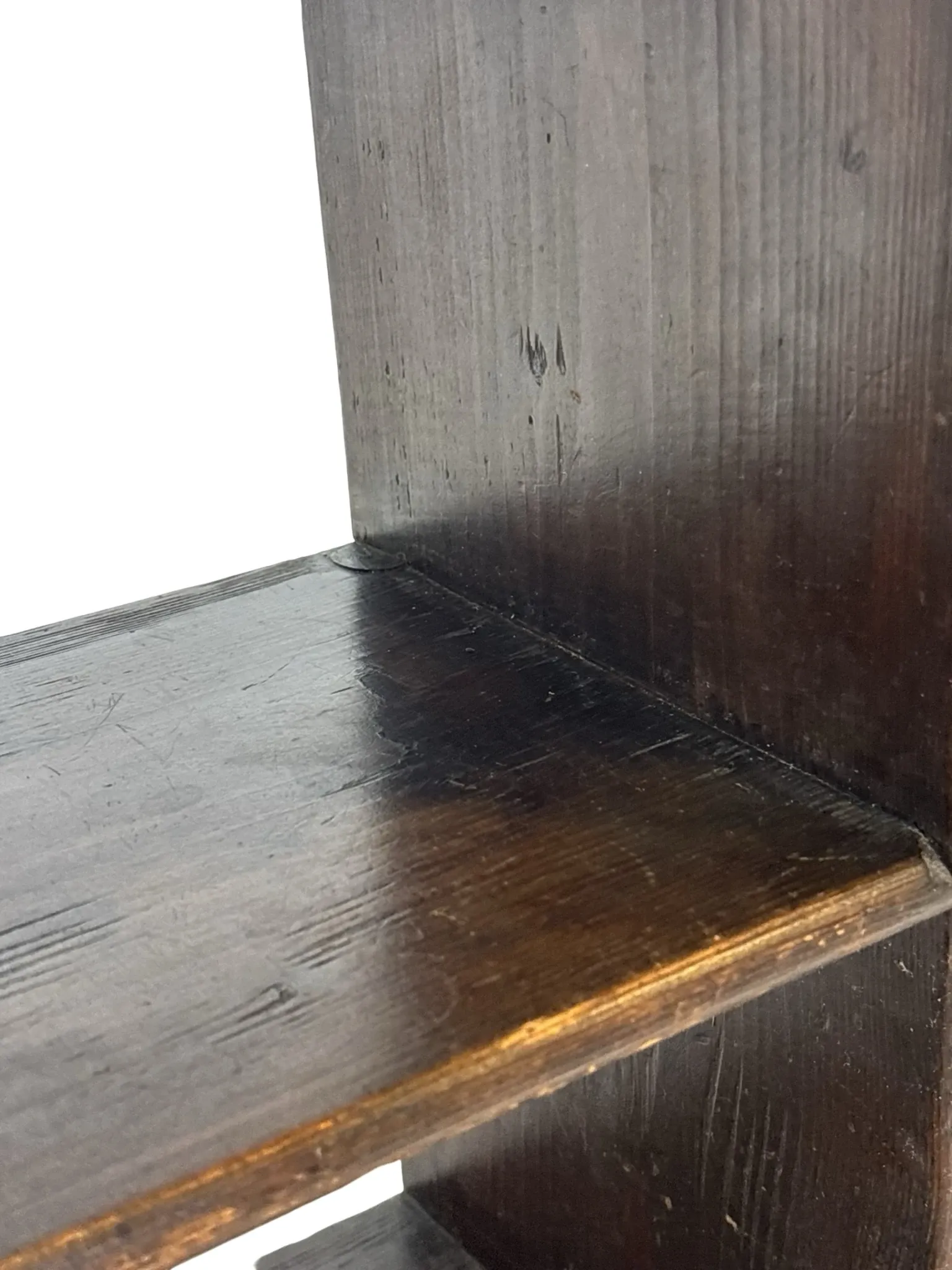 Vintage wooden wall shelve rack in oak brutalist minimalist design