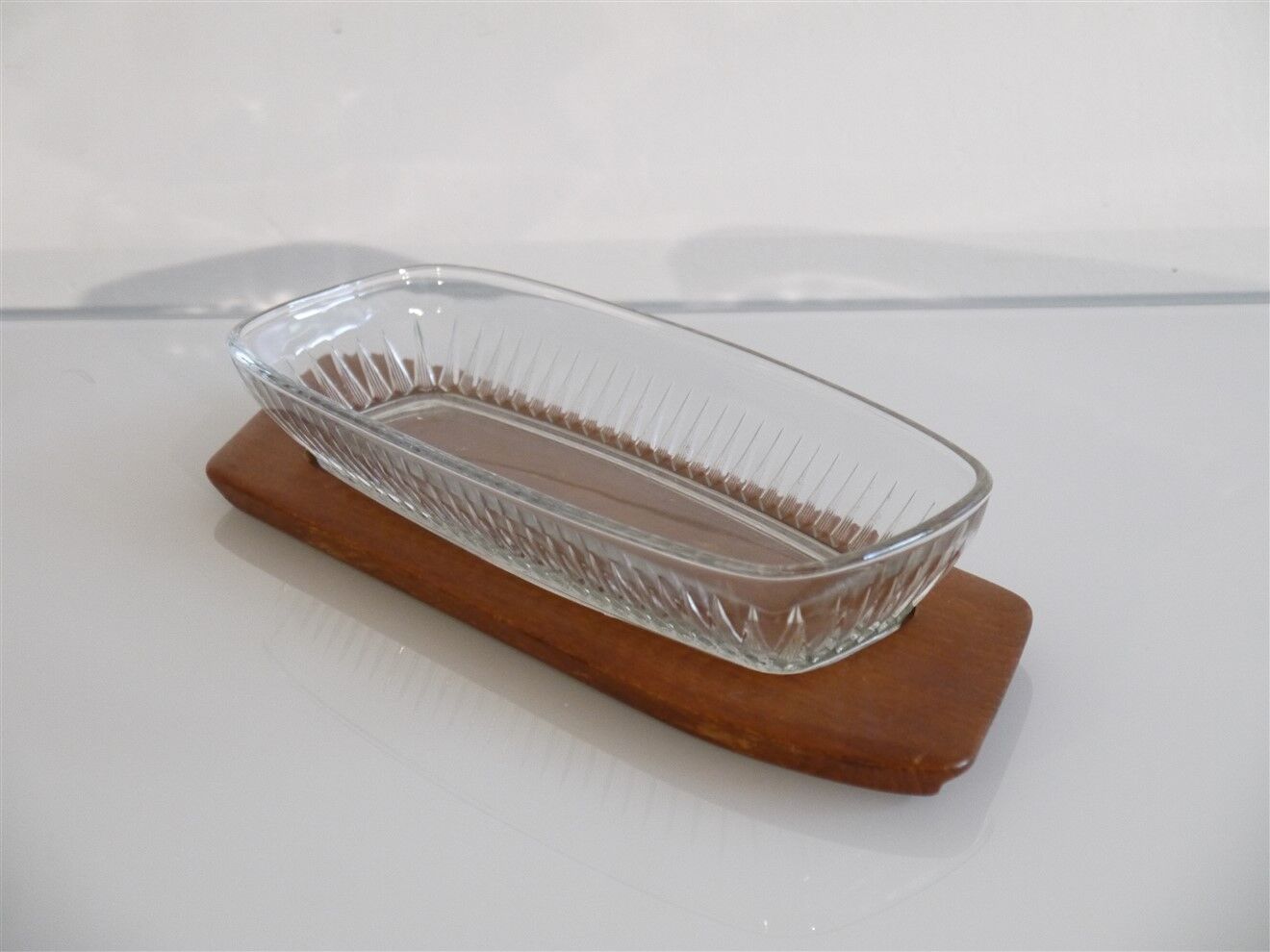 Scandinavian teak and glass tray 1960