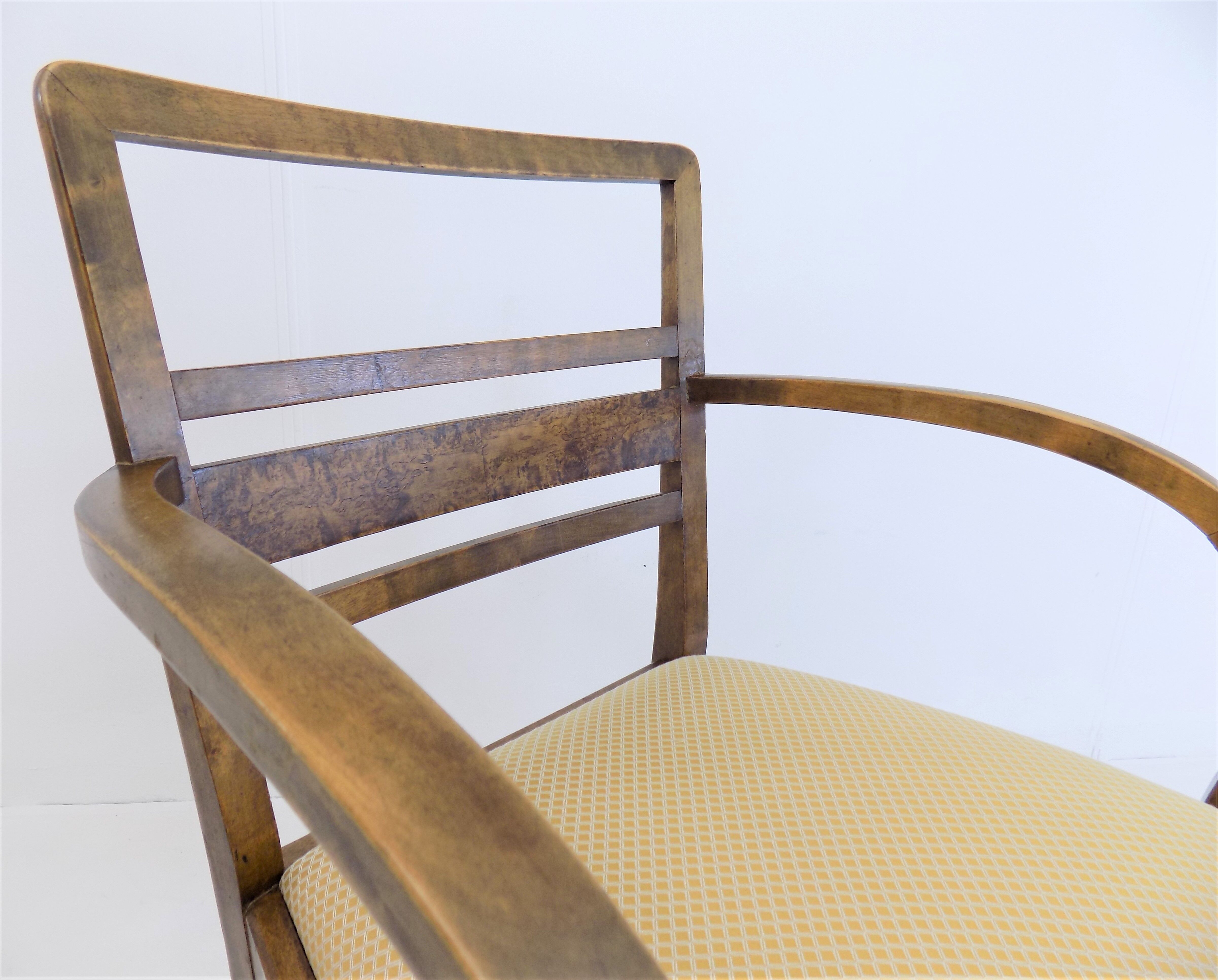 Set of 2 Art Deco chairs in birch burl