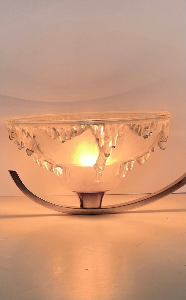 Paire d'appliques verres art-déco Ezan et chrome