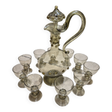 Roemer Glasses and Carafe 19th Century Mouth Blown Crystal