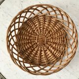 Large round rattan basket vintage 60s-70s