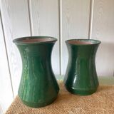 Pair of green glazed terracotta vases