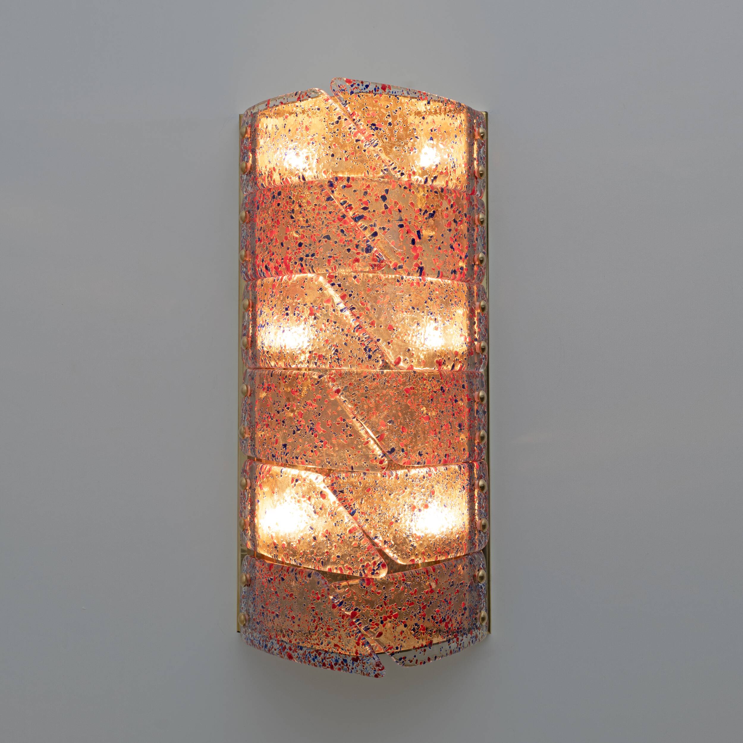 Pair of Mid-century Modern Style Italian Murano Glass and Brass Sconces