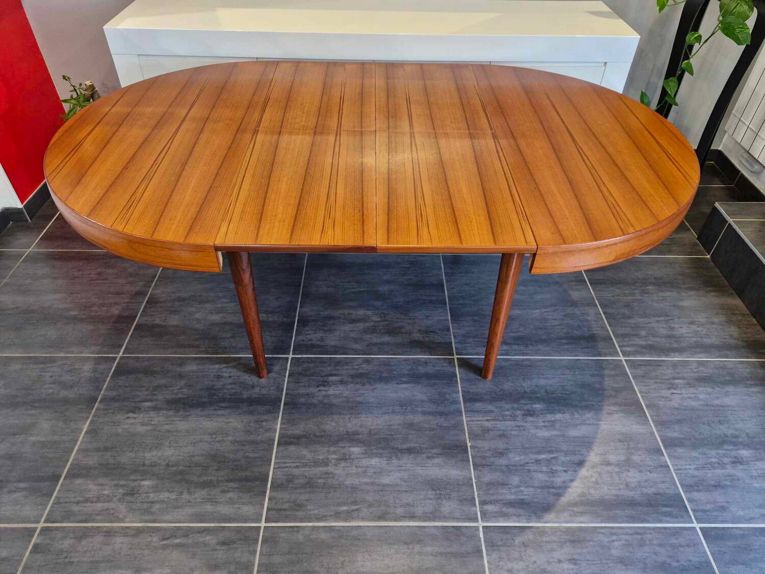 Scandinavian extendable teak round table, 1960s