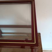 Side table in glass and brass