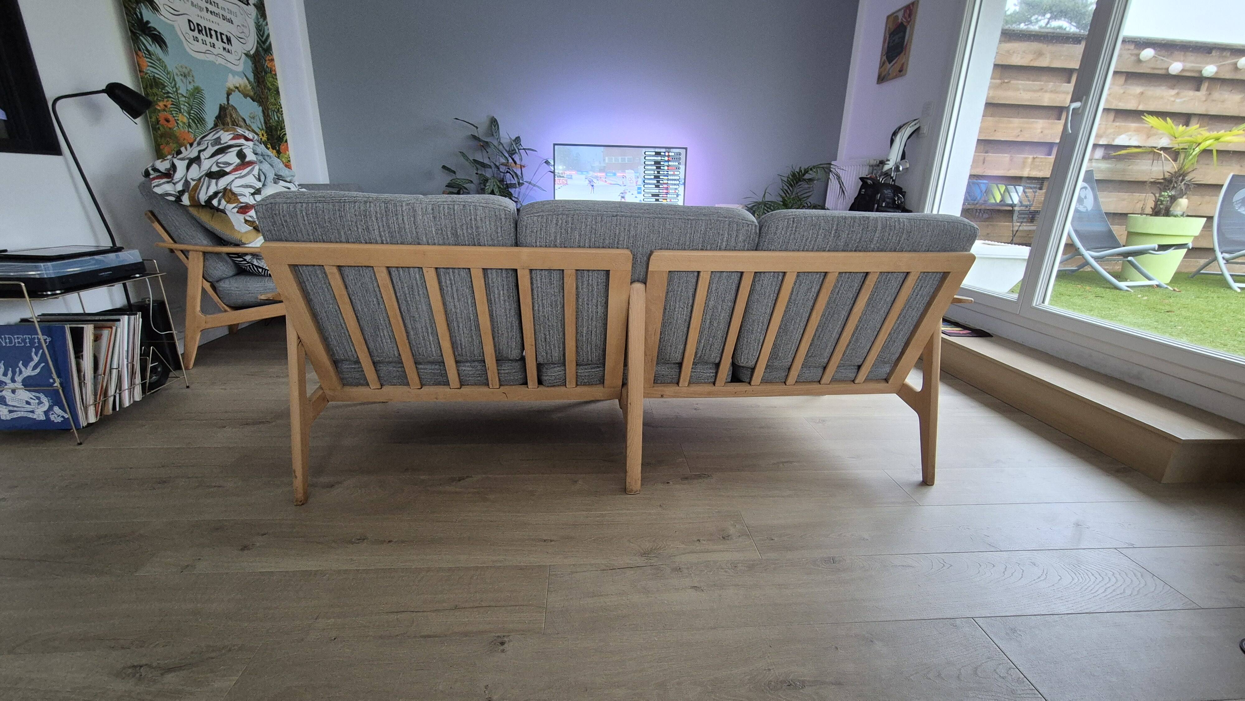 Magnifique ensemble de salon scandinave canapé et 2 fauteuils