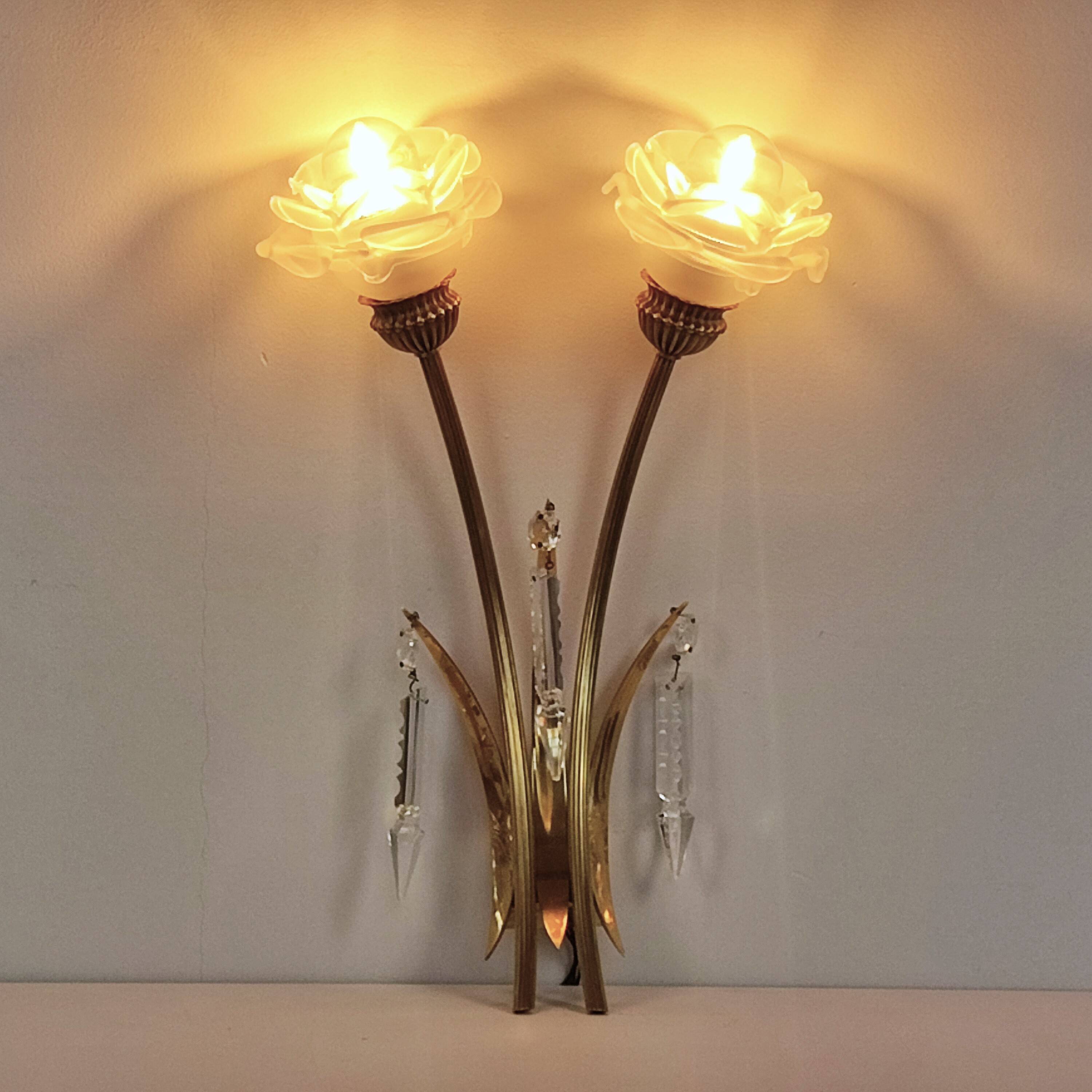 Double brass wall light