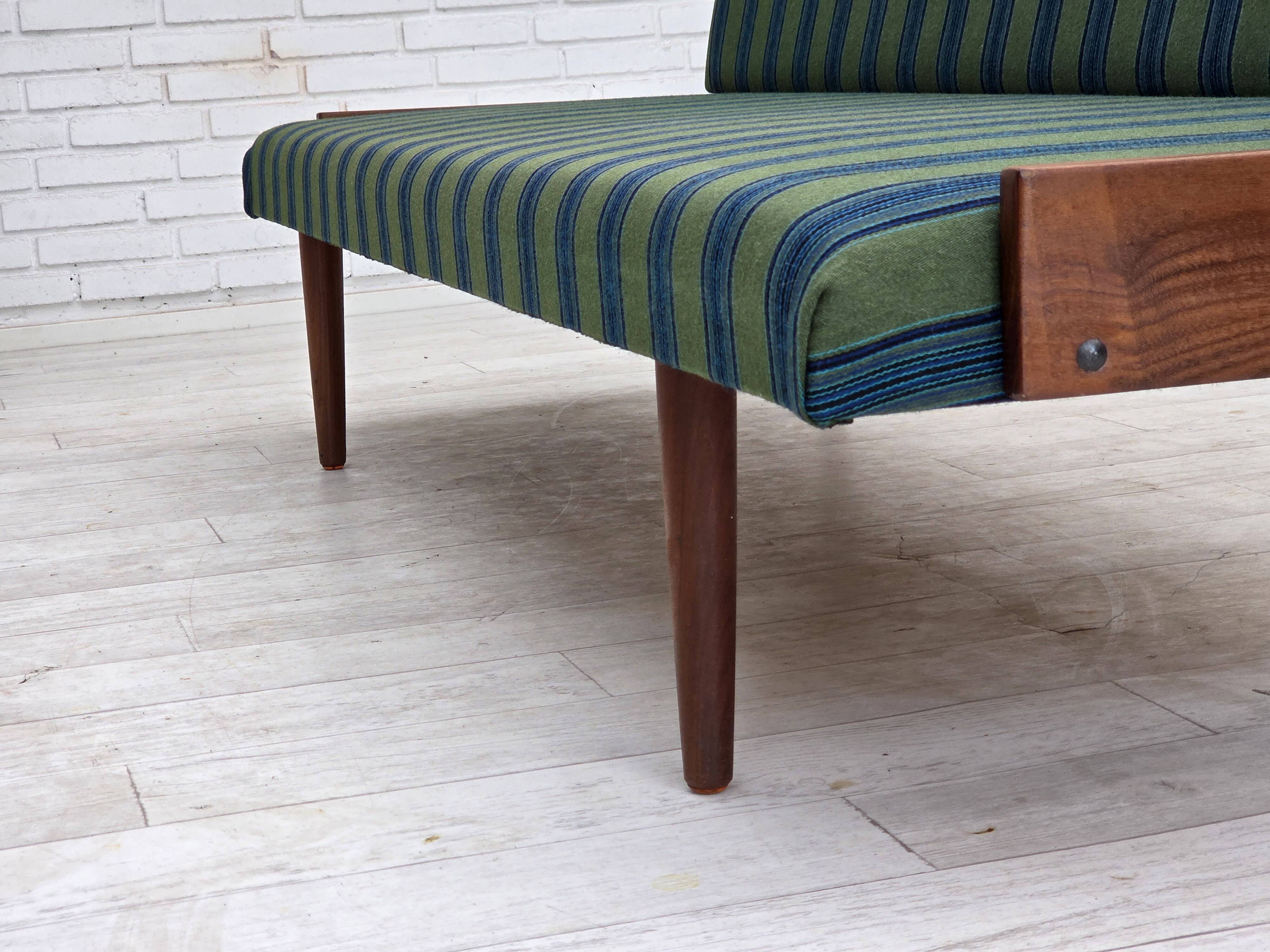 1970s, Danish daybed, furniture wool, solid teak wood, original condition.