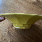 Ancien saladier, coupe à fruits - céramique jaune et blanc, vintage