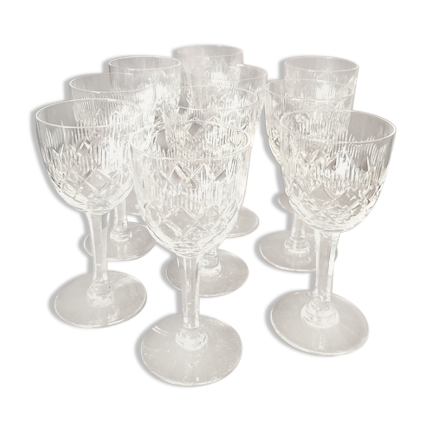 Suite of 10 glasses a porto or wine cooked lemberg cristal de lorraine