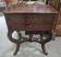 Dresser or vanity table from the Charles X / Empire period in mottled mahogany.