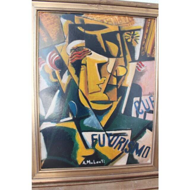 Mid 20th Century Cubist Portrait of Female Mixed-Media Painting