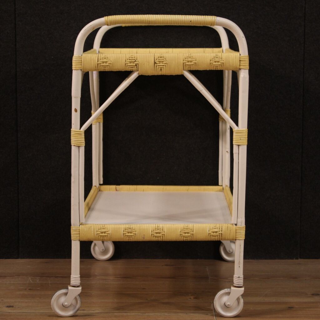 Italian service cart in wood and wicker