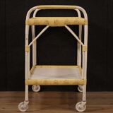 Italian service cart in wood and wicker