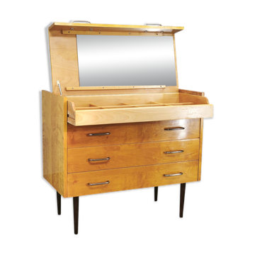 1970s UP Zavody Czech Mid Century Vanity Chest With Mirror