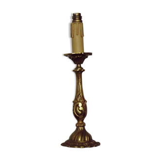 Base de lampe de table vintage français art nouveau en laiton avec détail de feuille 4064