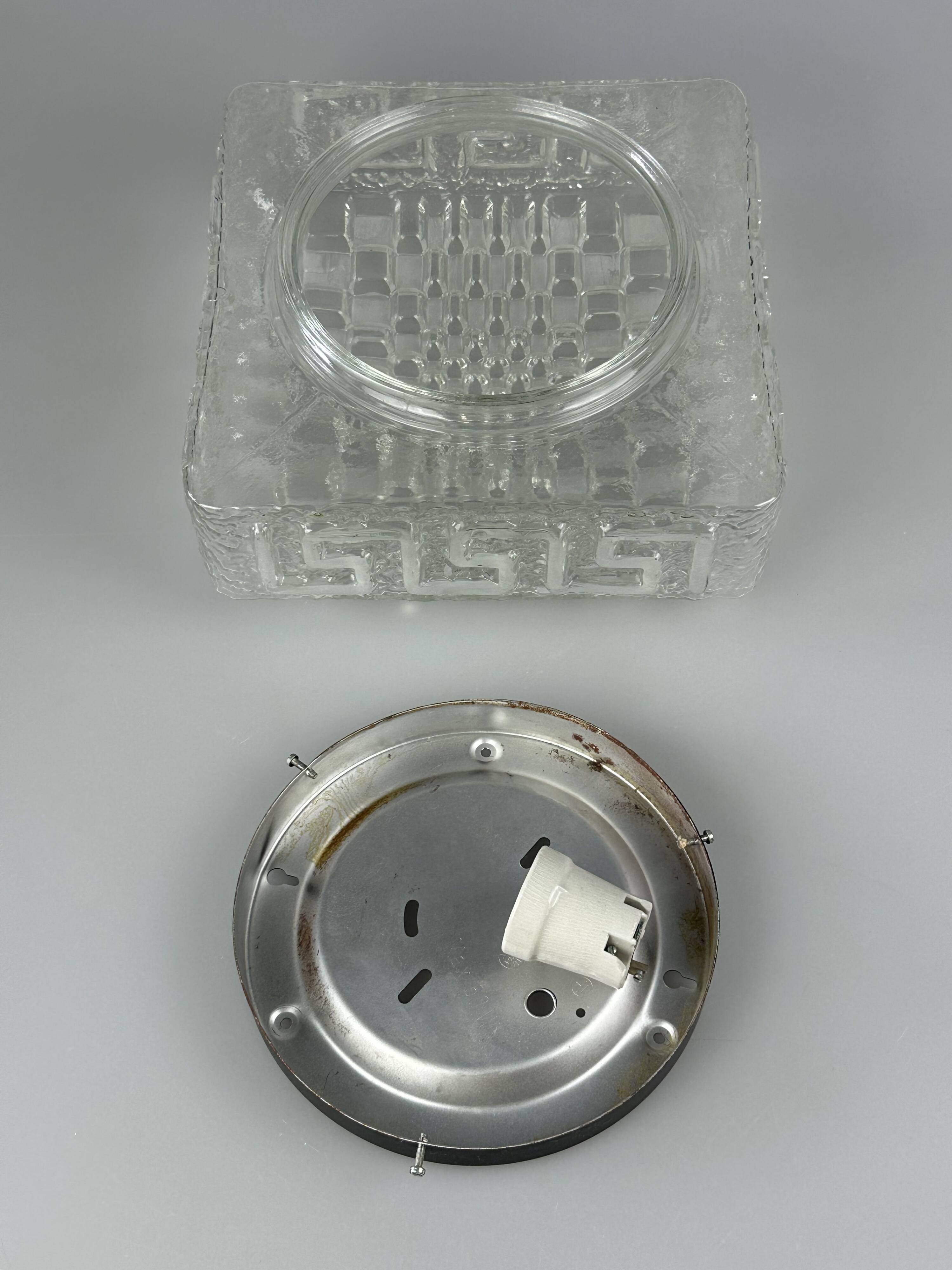 1960s 1970s Lamp Light Ceiling Flush Mount Glass German Design