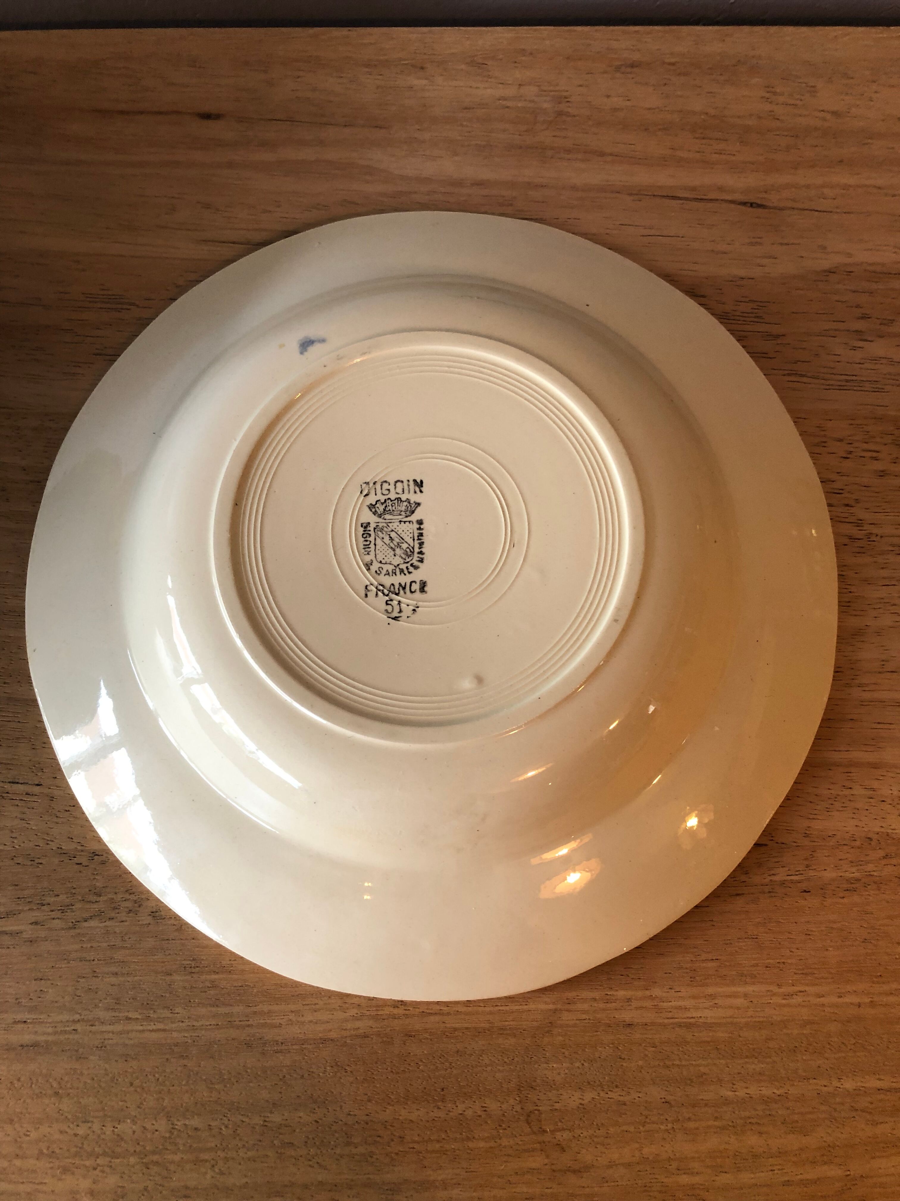 6 assiettes creuses en faïence Digoin Sarreguemines